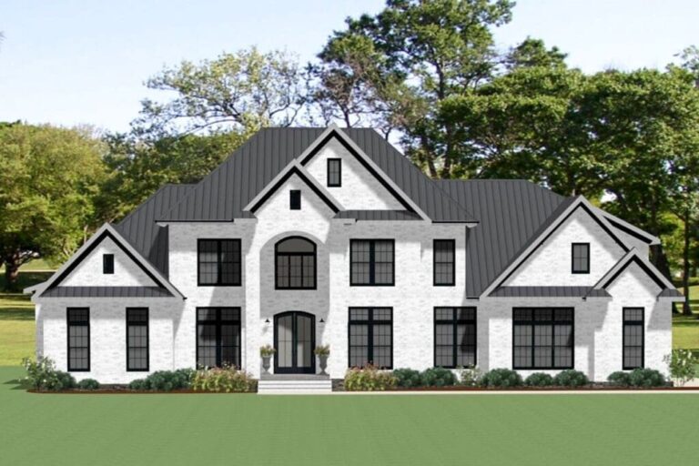 4-Bedroom Dual-Story European House with Vaulted Owner’s Suite (Floor Plan)