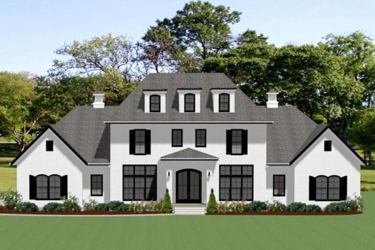 5-Bedroom Dual-Story Transitional House with Outdoor Kitchen (Floor Plan)