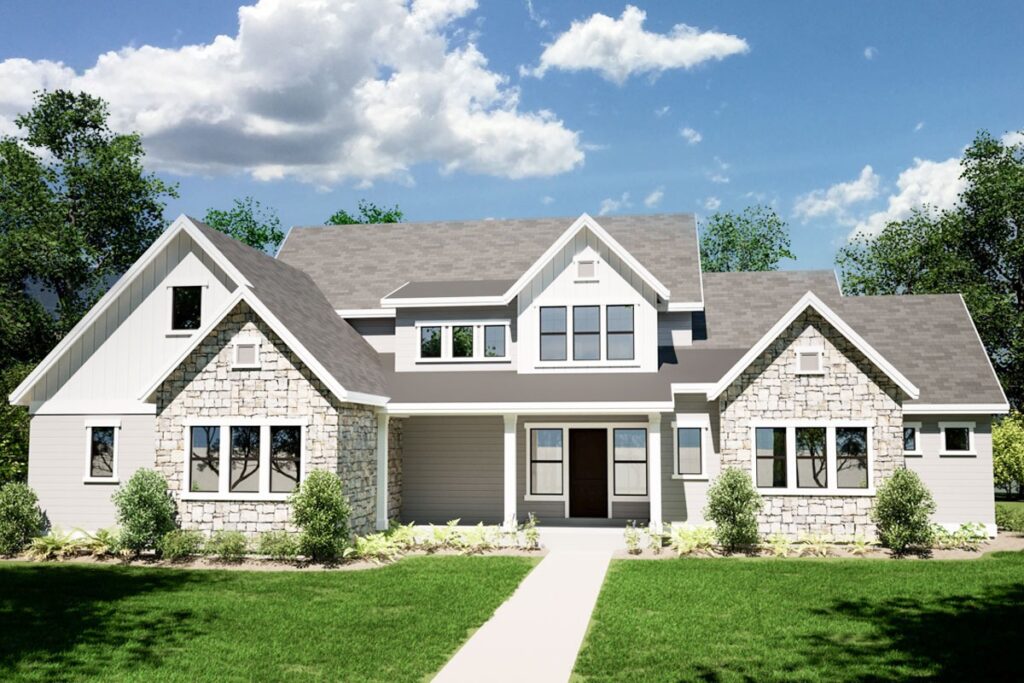 4-Bedroom Two-Story New American House with Optionally Finished Lower Level (Floor Plan)