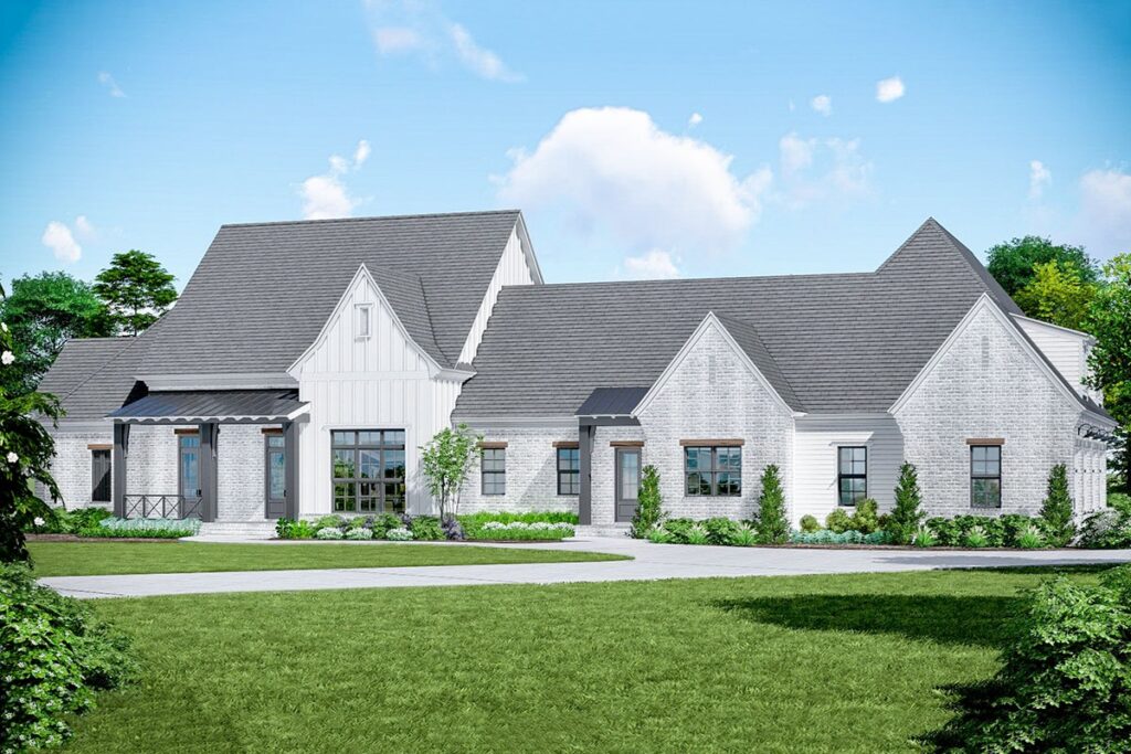 Luxurious 4-Bedroom 2-Story Modern Farmhouse With 4-Car Side-Entry Garage and Outdoor Living (Floor Plan)