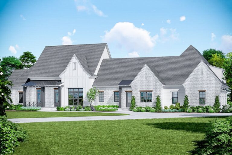 Luxurious 4-Bedroom 2-Story Modern Farmhouse With 4-Car Side-Entry Garage and Outdoor Living (Floor Plan)
