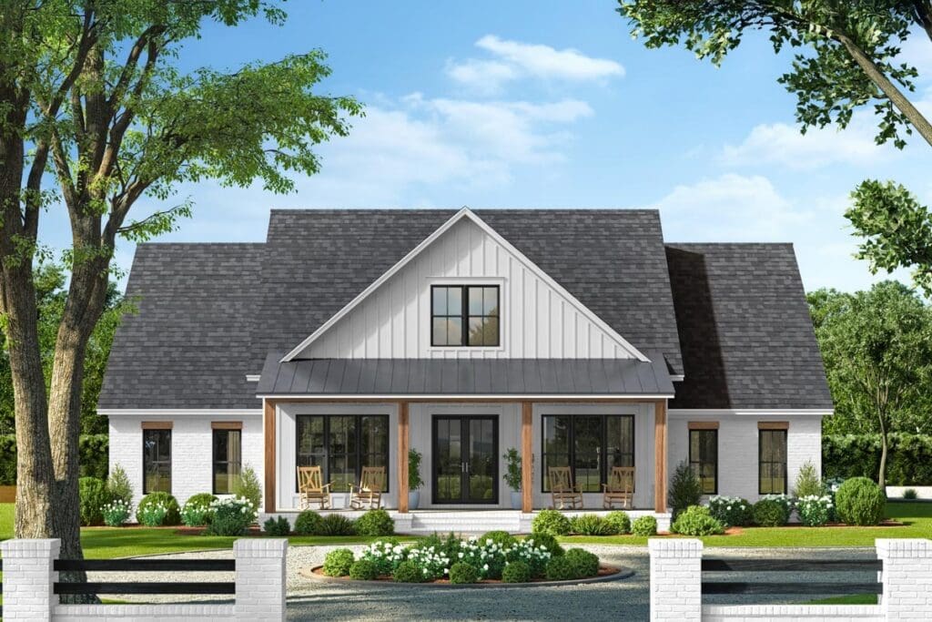 4-Bedroom 1-Story Country Farmhouse with Workshop and Bonus Room (Floor Plan)