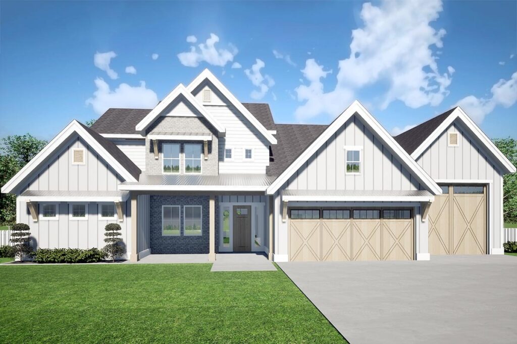 4-Bedroom 2-Story Modern Farmhouse With RV Garage and Covered Patio (Floor Plan)