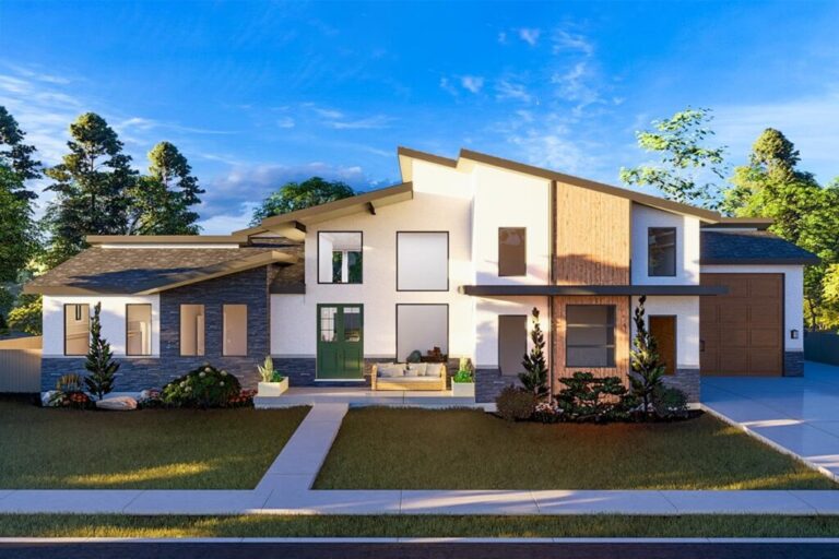 Dual-Story 8-Bedroom Modern Luxury House with Lower Level Sport Court (Floor Plan)