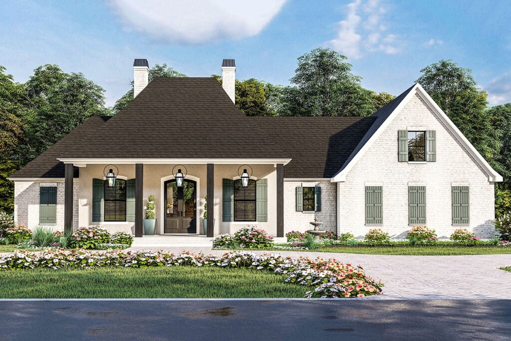 4-Bedroom One-Story French Country House with Summer Kitchen (Floor Plan)