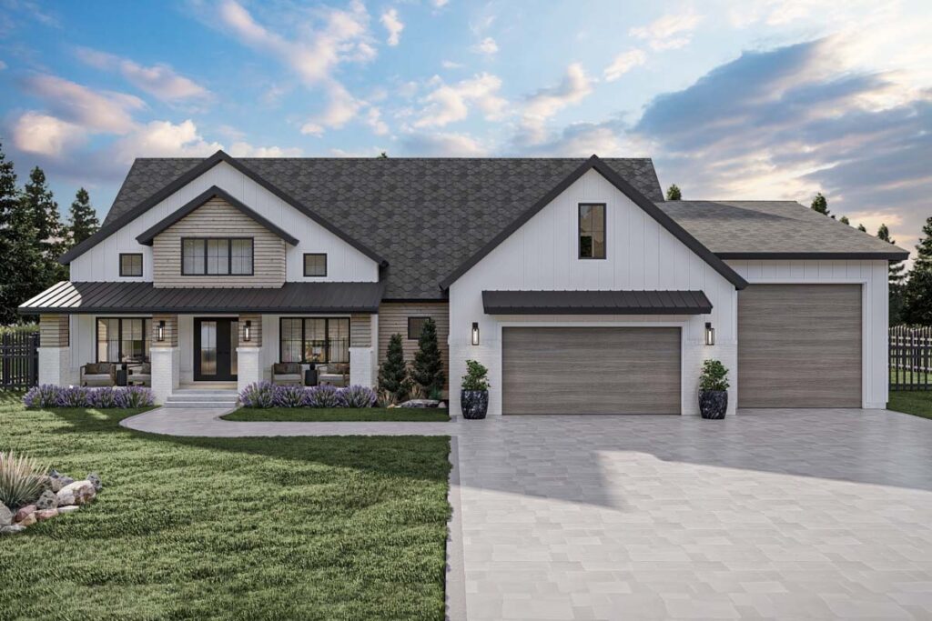 5-Bedroom Single-Story New American House with Bonus Room (Floor Plan)