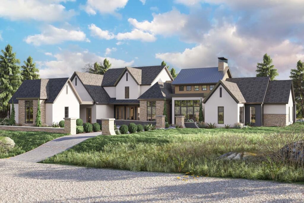 5-Bedroom Two-Story Modern European Home with 5-Car Garage (Floor Plan)