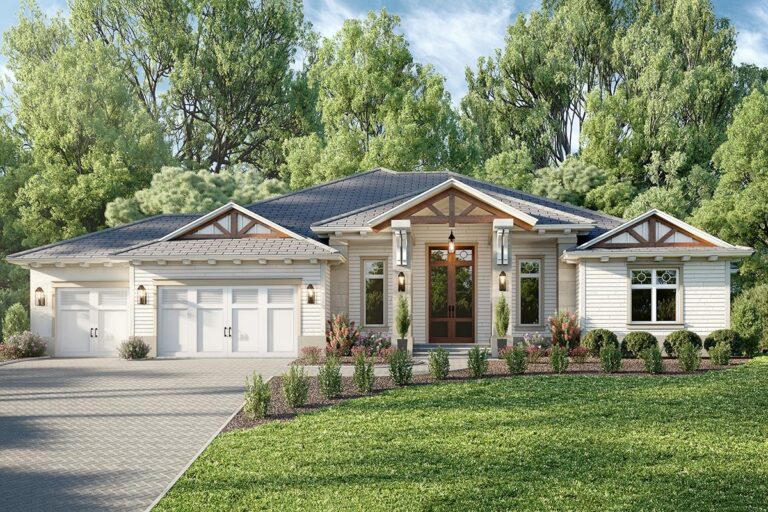 3-Bedroom 1-Story Modern Farmhouse With Expansive Lanai and 3-Car Front Garage (Floor Plan)