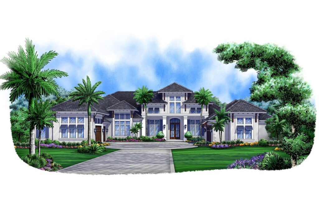 4-Bedroom 1-Story Luxury Modern Farmhouse With 4-Car Garage and Covered Garden (Floor Plan)