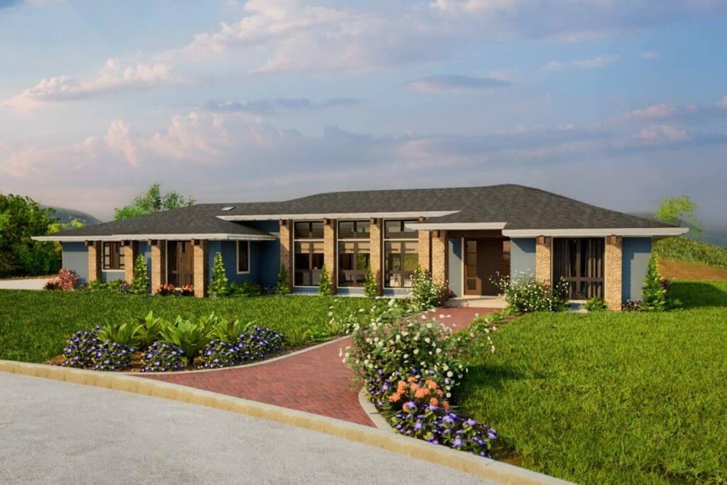4-Bedroom Single-Story Modern Prairie Home with Home Office (Floor Plan)