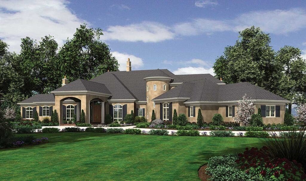 6-Bedroom 2-Story European House with Grand Staircases and Music Hall (Floor Plan)