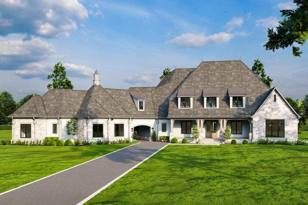 5-Bedroom Dual-Story European House with Two-Laundry Rooms (Floor Plan)