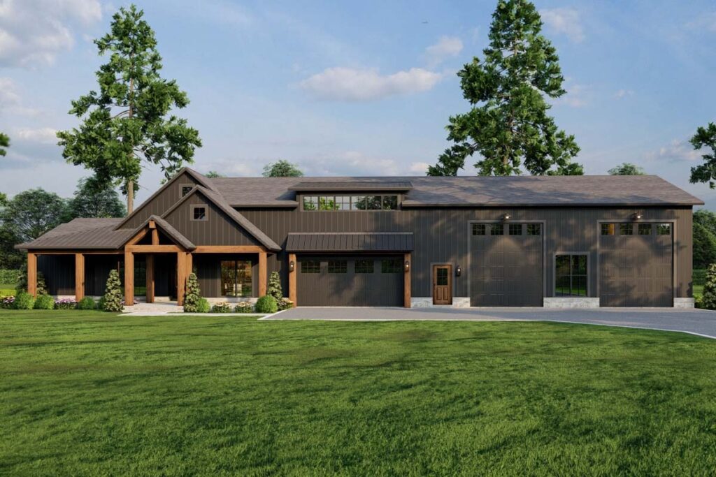 4-Bedroom 1-Story Modern Farmhouse With RV Garage and Bonus Room (Floor Plan)