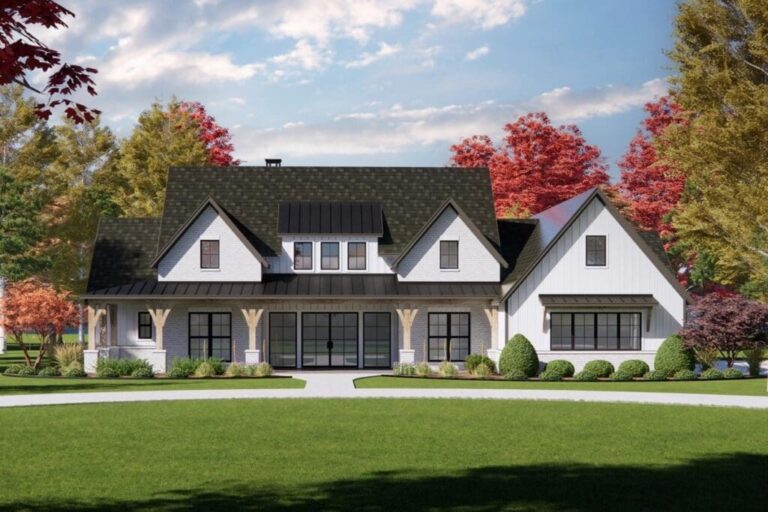4-Bedroom 1-Story Modern Farmhouse with Home Office (Floor Plan)