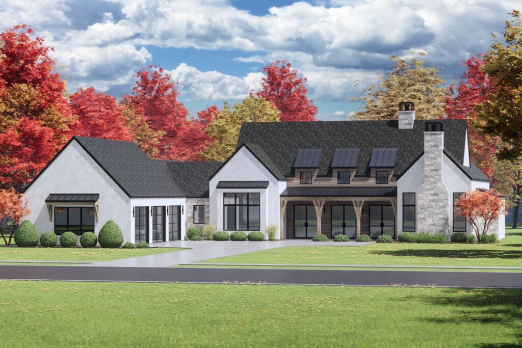 4-Bedroom 1-Story Modern Farmhouse With Bonus Room and Expansive Rear Porch (Floor Plan)