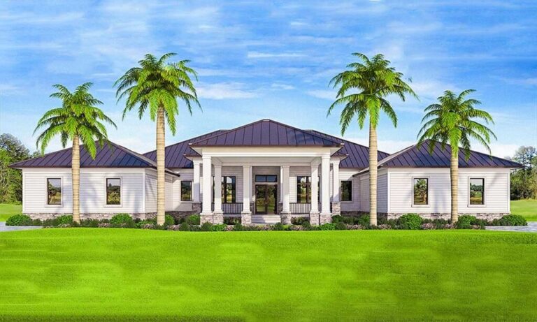 4-Bedroom 1-Story Florida House with Outdoor Kitchen & Fireplace (Floor Plan)