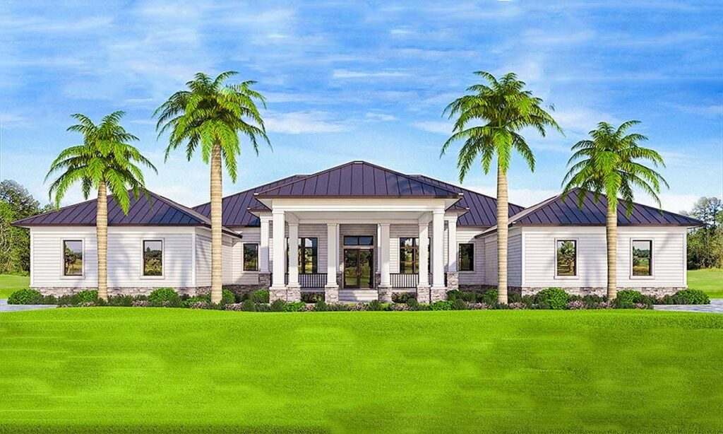 4-Bedroom 1-Story Florida House with Outdoor Kitchen & Fireplace (Floor Plan)