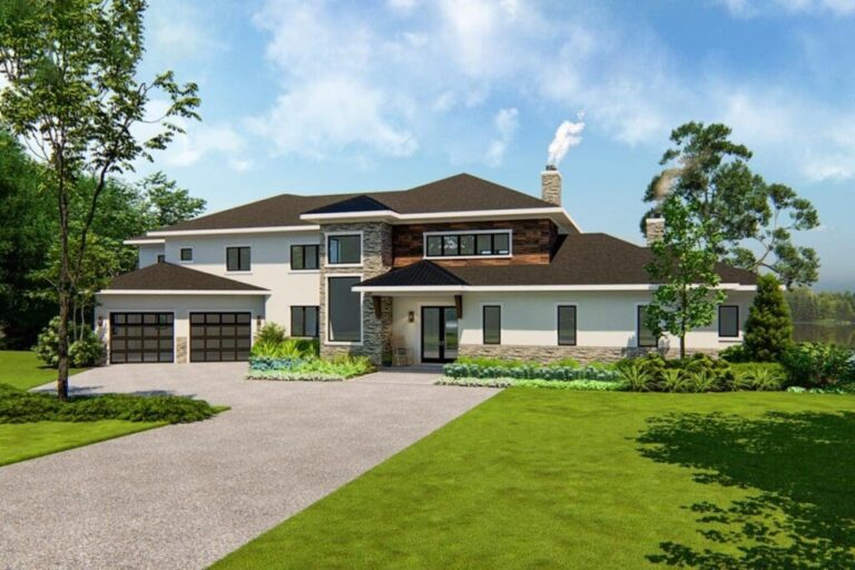 Dual-Story 4-Bedroom Modern Prairie Home with Bonus Room (Floor Plan)
