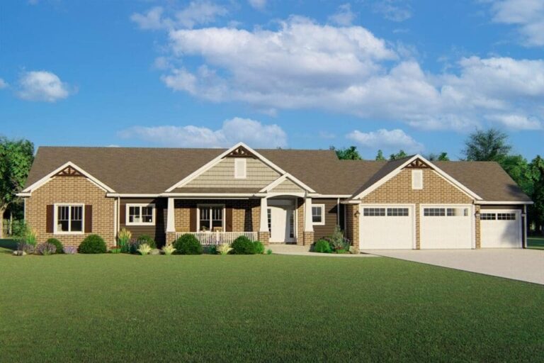 4-Bedroom 1-Story Craftsman Ranch Home with Walkout Basement (Floor Plan)