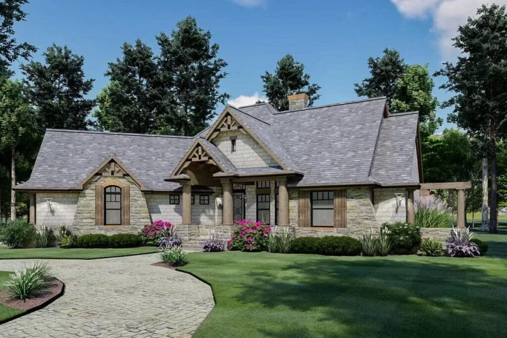 3-Bedroom 1-Story Craftsman Home with Bonus Room Expansion (Floor Plan)