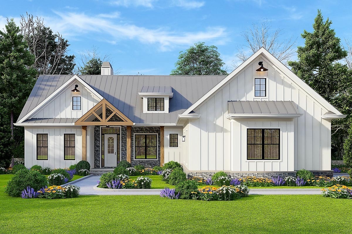 5-Bedroom 1-Story Country Farmhouse with Unfinished Lawn and Garden ...