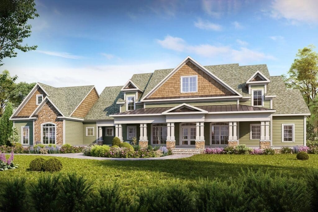 5-Bedroom Dual-Story Traditional House with Bonus Over Garage (Floor Plan)