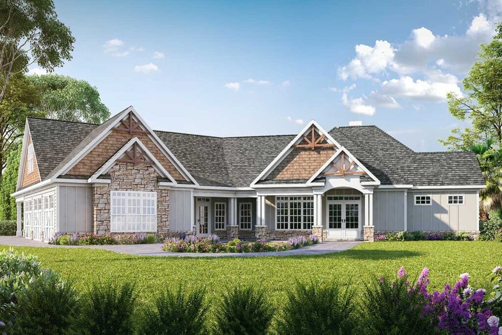4-Bedroom 2-Story Multi-Generational Craftsman House with 2-Master Suites (Floor Plan)