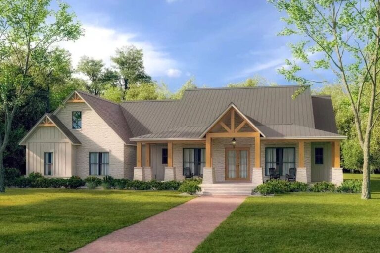 2-Story 5-Bedroom Hill Country Farmhouse with Bonus Expansion (Floor Plan)