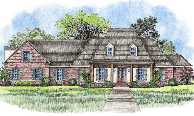 4-Bedroom 1-Story Farmhouse With 3-Car Side Garage & Expansive Porches (Floor Plan)
