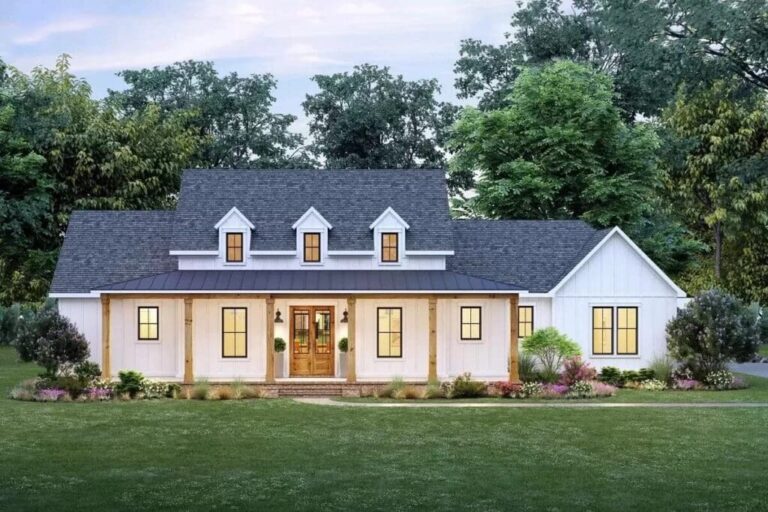 Single-Story 4-Bedroom Country Farmhouse with Bonus Room Option (Floor Plan)
