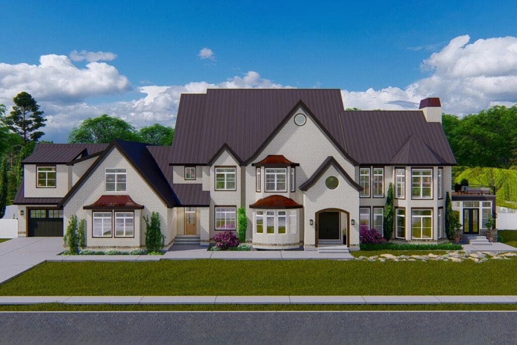 4-Bedroom 2-Story House with 2-Story Library (Floor Plan)
