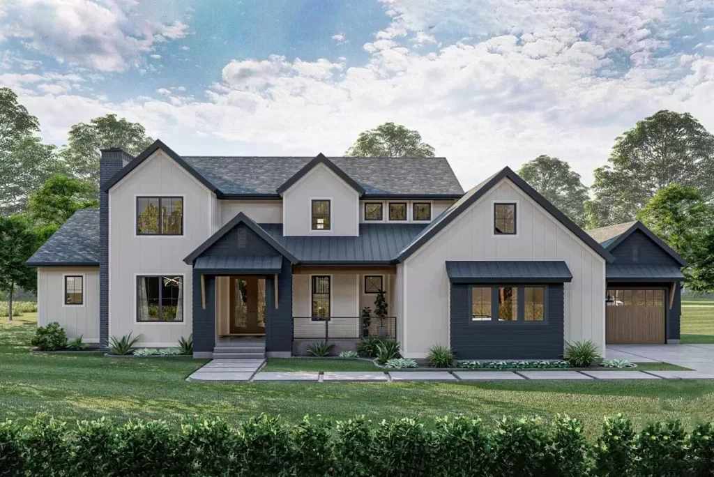 4-Bedroom 2-Story Modern Farmhouse with Second Floor Walkway Overlook (Floor Plan)