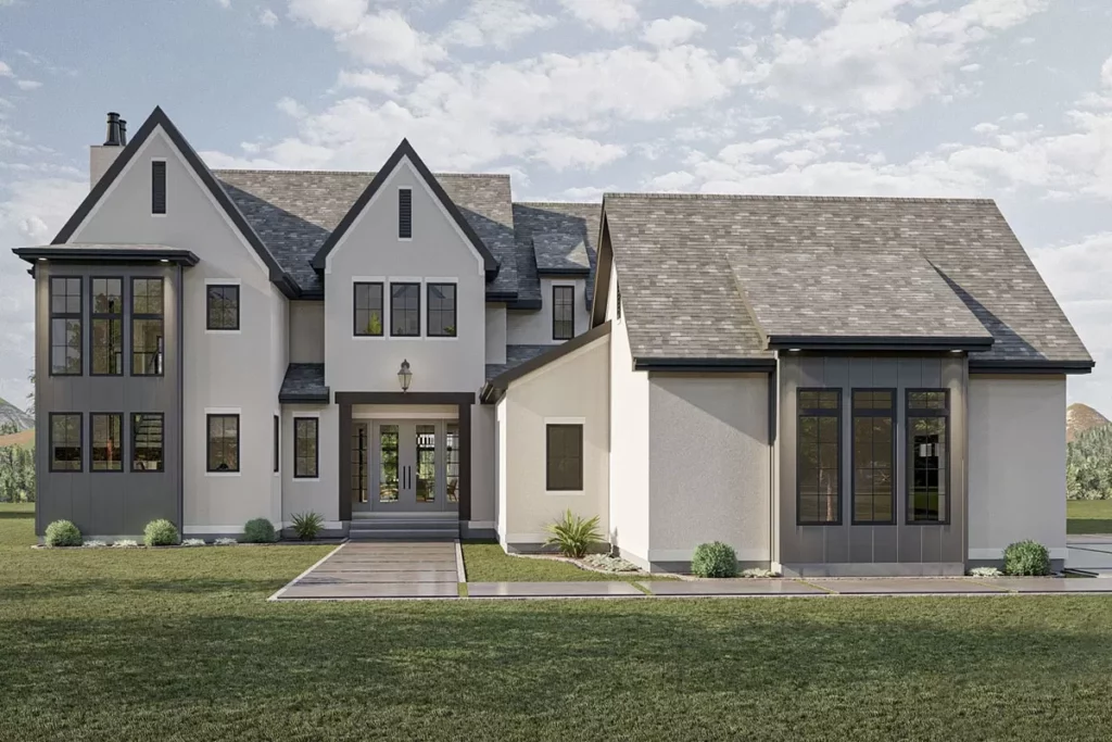 4-Bedroom Dual-Story Transitional House with 2-Story Great Room (Floor Plan)