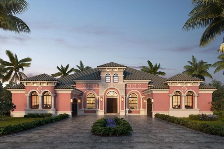 4-Bedroom One-Story Coastal Contemporary House with Exercise Room (Floor Plan)