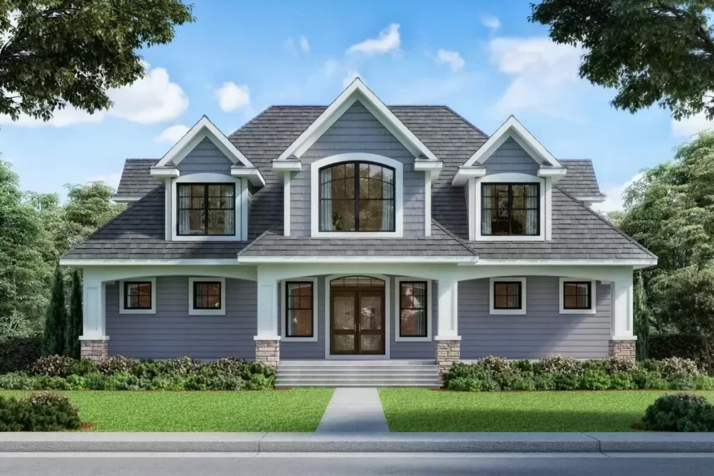 6-Bedroom 2-Story Craftsman House with Octagon-Shaped Sun Room (Floor Plan)