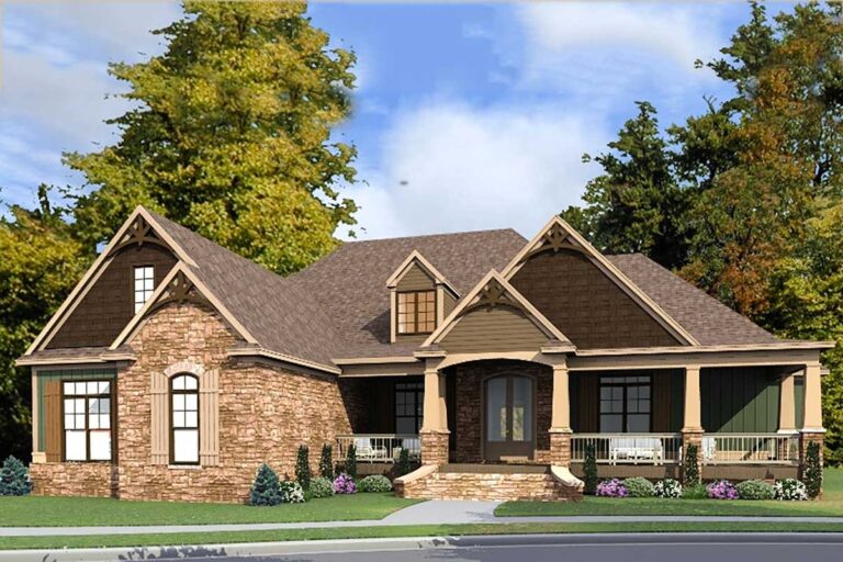 3-Bedroom 1-Story Modern Farmhouse With Bonus Room and Expansive Porches (Floor Plan)