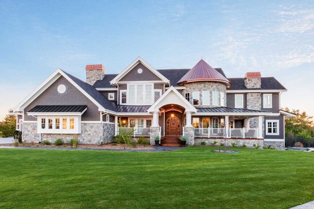 4-Bedroom Two-Story Shingle House with Large Home Office with Fireplace (Floor Plan)