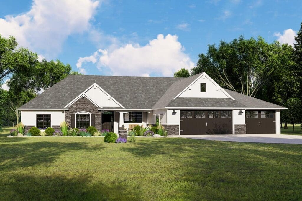 3-Bedroom 1-Story Craftsman Ranch Home with Large Game Room (Floor Plan)