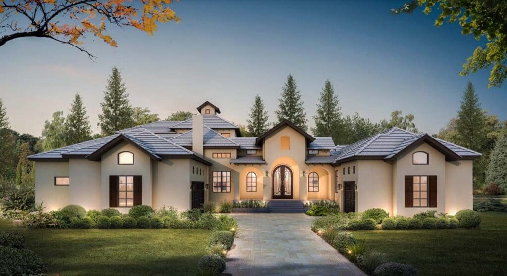 4-Bedroom 2-Story Tuscan House with Upstairs Game Room (Floor Plan)