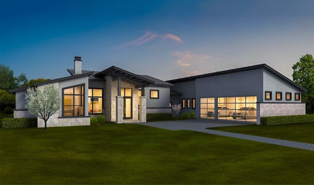 4-Bedroom 1-Story Contemporary Ranch With Courtyard-Entry 3-Car Garage (Floor Plan)