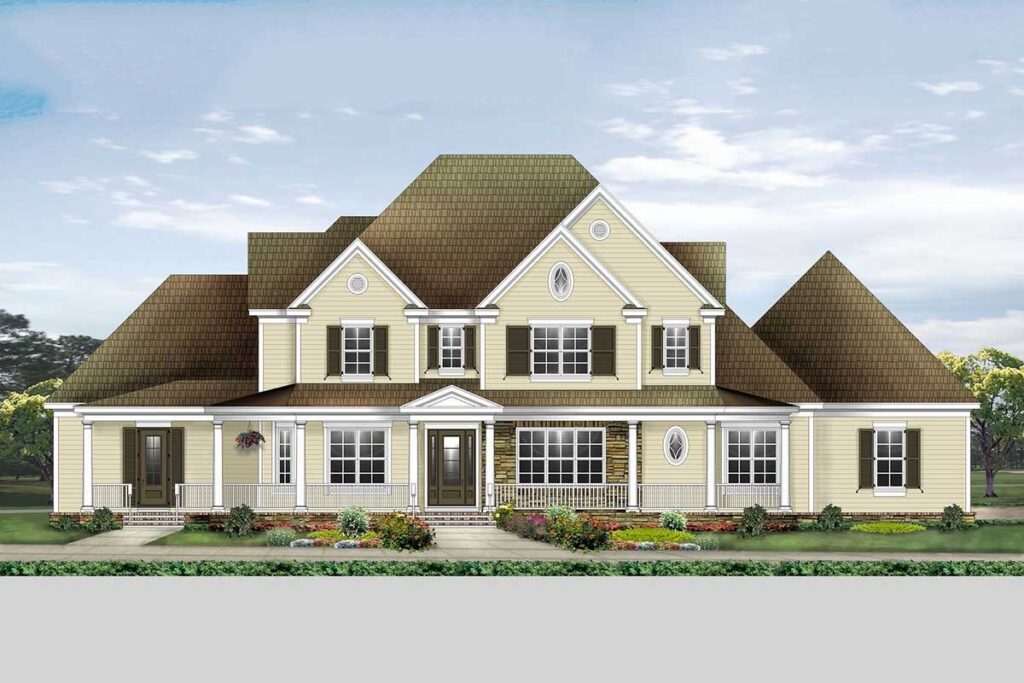 5-Bedroom 2-Story Modern Farmhouse With Bonus Room & Side Garage (Floor Plan)