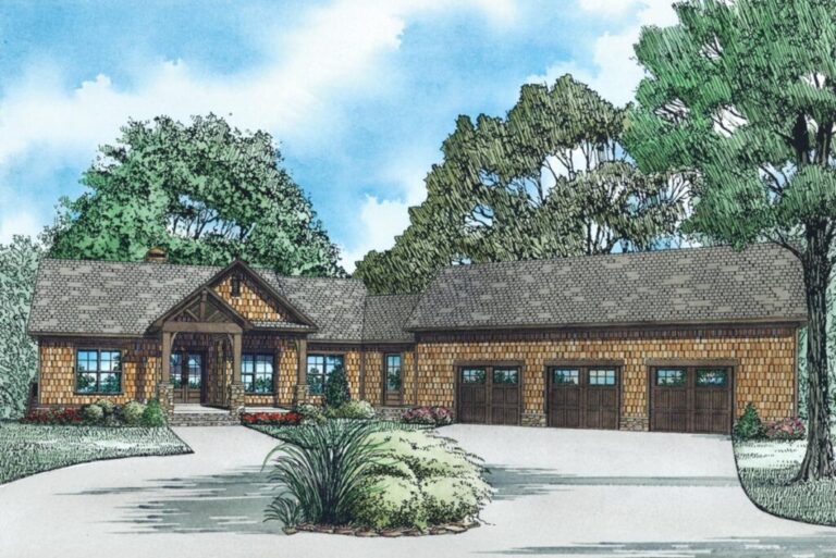 4-Bedroom One-Story Mountain Ranch Home with Hobby Room and Game Room (Floor Plan)