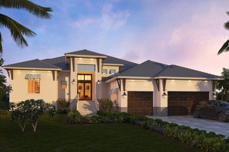 4-Bedroom One-Story Southern Transitional House with Pool Concept (Floor Plan)