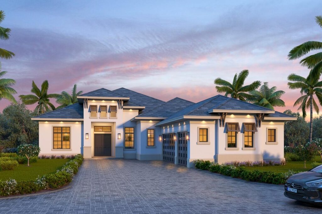 Elegant 4-Bedroom Single-Story House With Covered Lanai & Courtyard-Style Garage (Floor Plan)