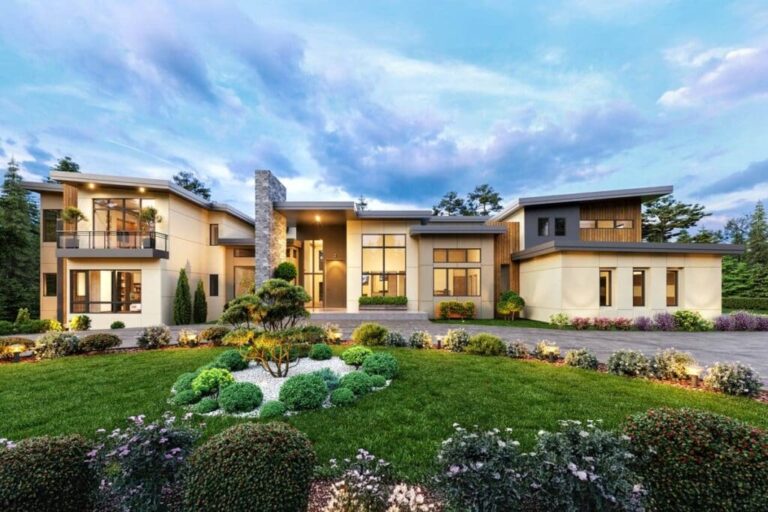Dual-Story 9-Bedroom Modern House with Attached Apartment (Floor Plan)