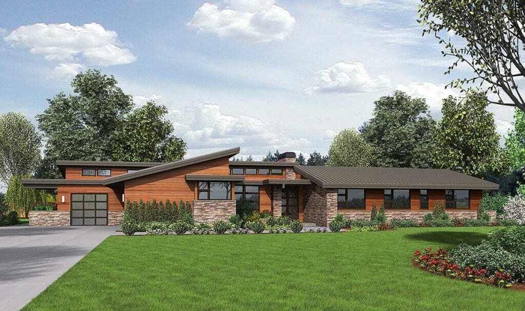 4-Bedroom Single-Story Contemporary Ranch Home with Flex Room (Floor Plan)