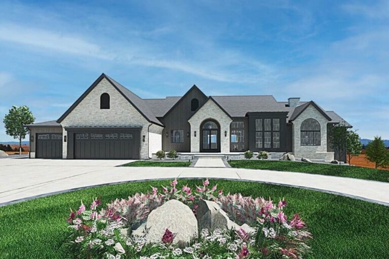 4-Bedroom 1-Story Transitional House with Finished Lower Level (Floor Plan)