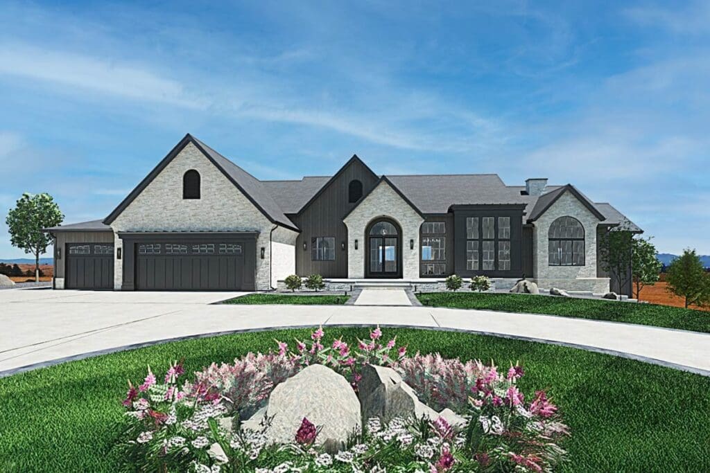 4-Bedroom 1-Story Transitional House with Finished Lower Level (Floor Plan)