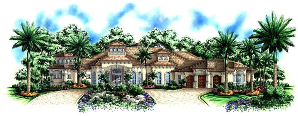 3-Bedroom 1-Story Mediterranean Villa with Fabulous Outdoor Area (Floor Plan)