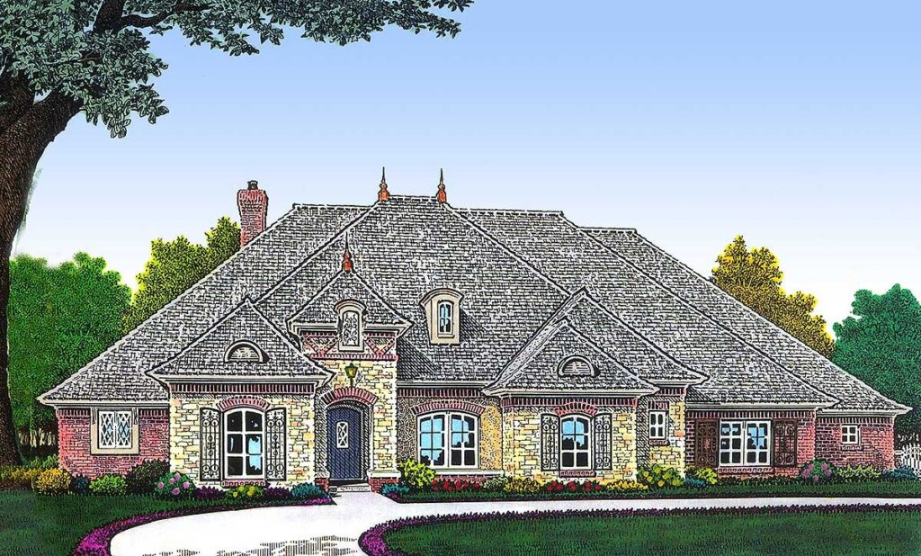 Spacious 3-Bedroom 1-Story Modern Farmhouse With Large Porch and Side Garage (Floor Plan)